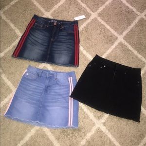 Lot of 3 blue jean mini skirts